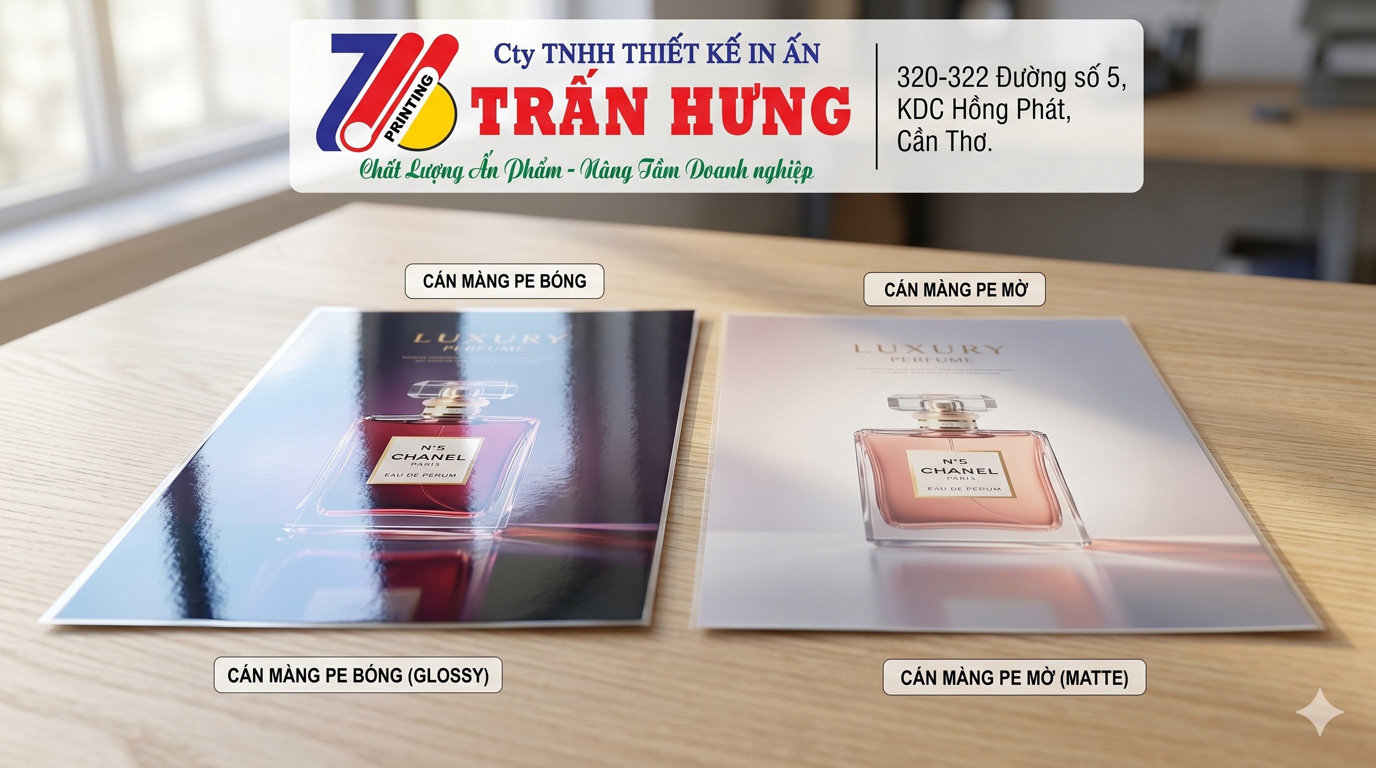 so sánh cán màng PE bóng và màng PE mờ